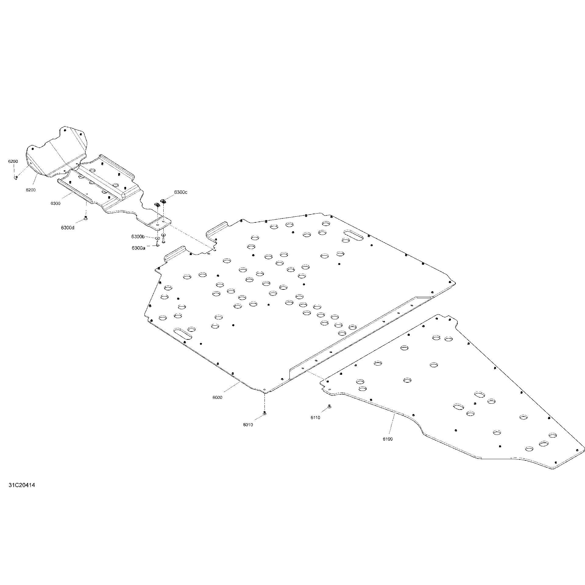 An Image of a Genuine Can-Am Parts Schematic Diagram showing the schematic - BODY - SKID PLATE - X RS - BLACK