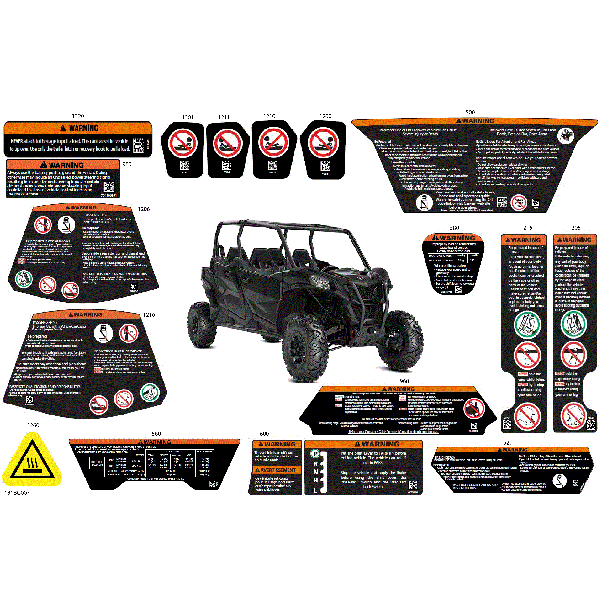 An Image of a Genuine Can-Am Parts Schematic Diagram showing the schematic - BODY - WARNING DECALS