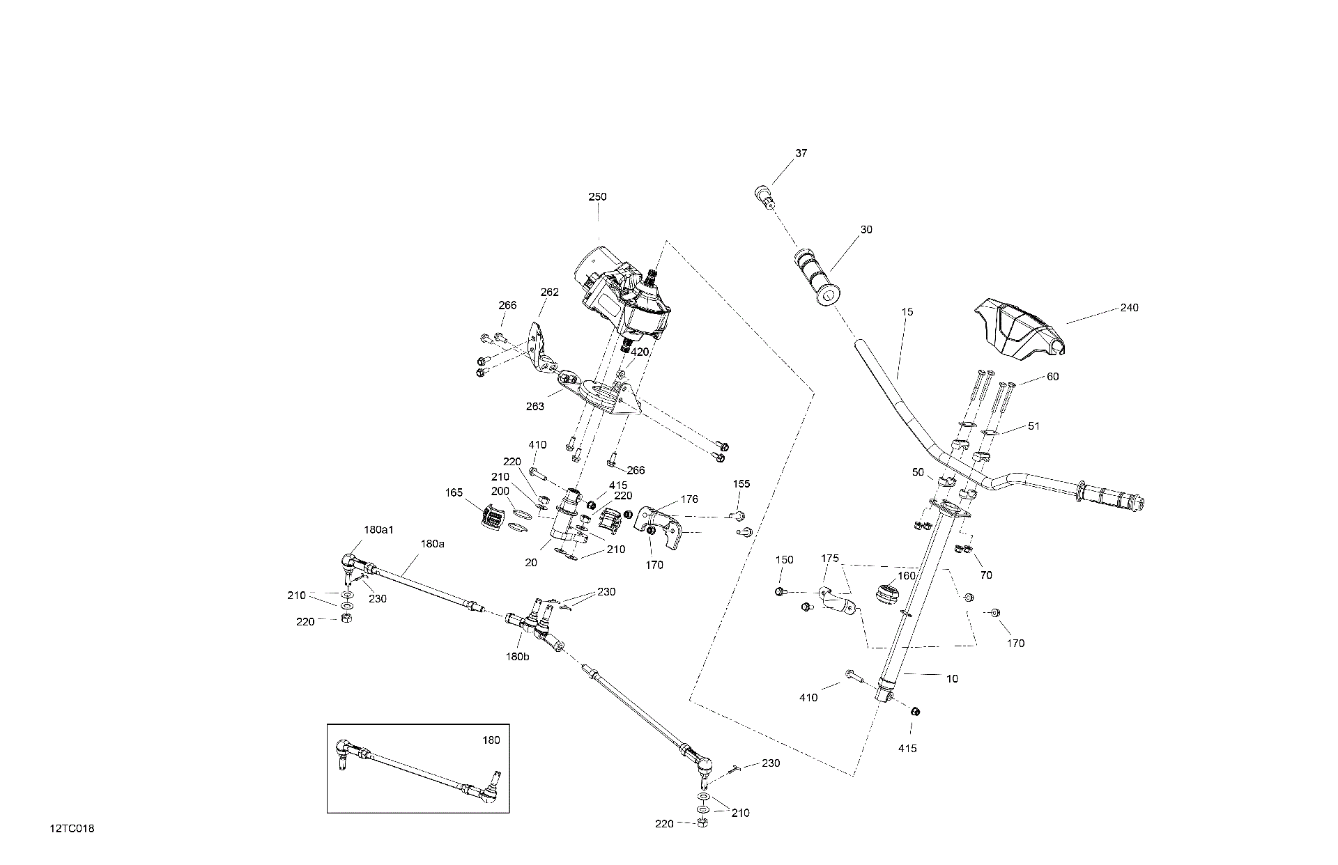 An Image of a Genuine Can-Am Parts Schematic Diagram showing the schematic - MECHANIC - STEERING
