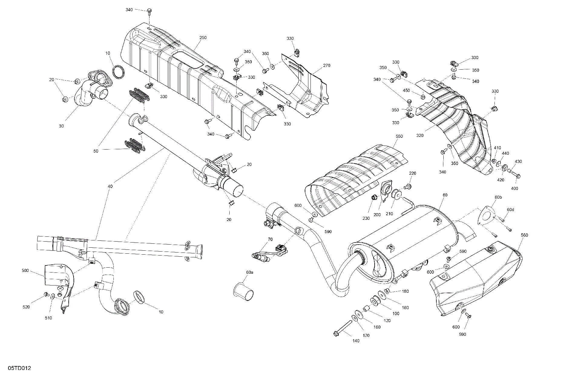 An Image of a Genuine Can-Am Parts Schematic Diagram showing the schematic - ENGINE - EXHAUST