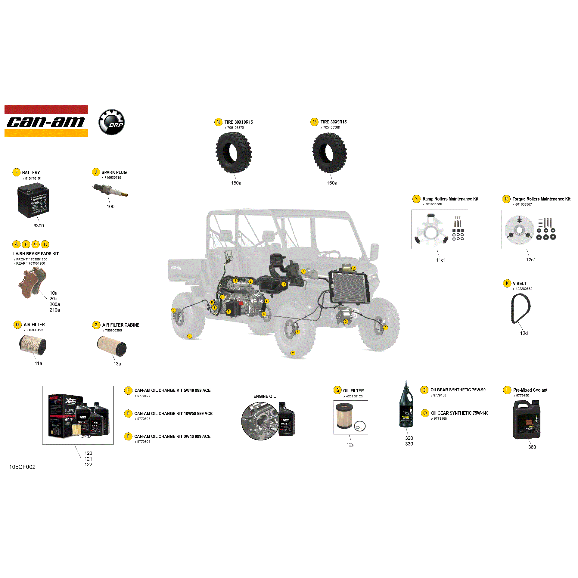 An Image of a Genuine Can-Am Parts Schematic Diagram showing the schematic - SERVICE - MAINTENANCE PARTS & FLUIDS