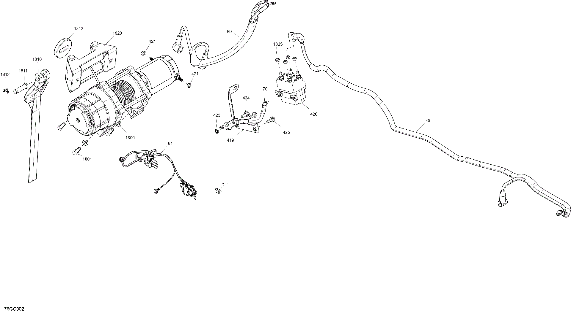 An Image of a Genuine Can-Am Parts Schematic Diagram showing the schematic - ELECTRIC - WINCH