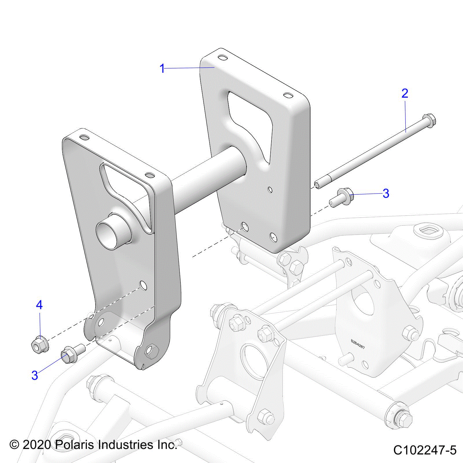 An Image of a Genuine Polaris Parts Schematic Diagram showing the schematic - SUSPENSION: MIDDLE SUPPORT - 2026 POLARIS SPORTSMAN 570 6X6 EPS 49S