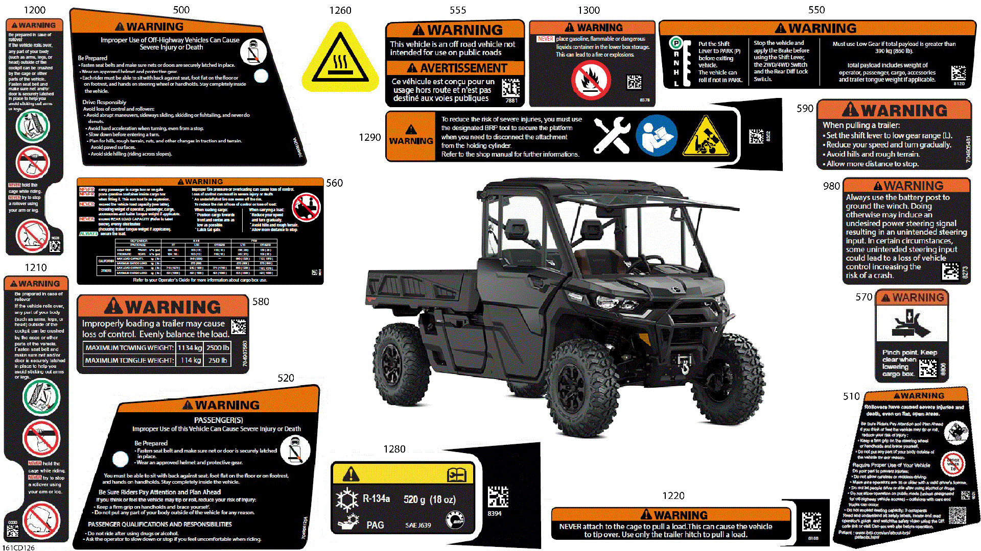 An Image of a Genuine Can-Am Parts Schematic Diagram showing the schematic - BODY - WARNING DECALS
