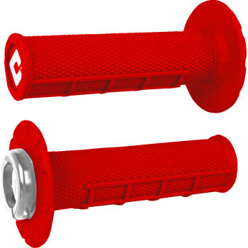 ATV Half Waffle v2.1 Lock-On Grips MX Bright Red Silver by Odi