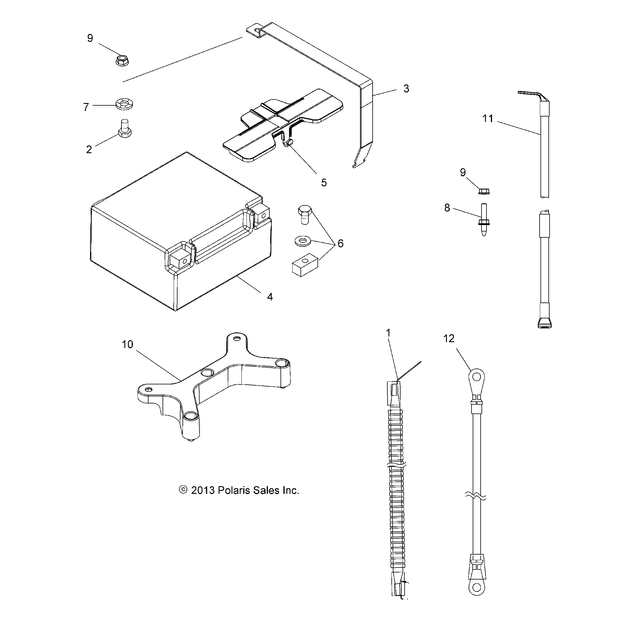 An Image of a Genuine Polaris Parts Schematic Diagram showing the schematic - ELECTRICAL: BATTERY - 2017 POLARIS SCRAMBLER XP 1000