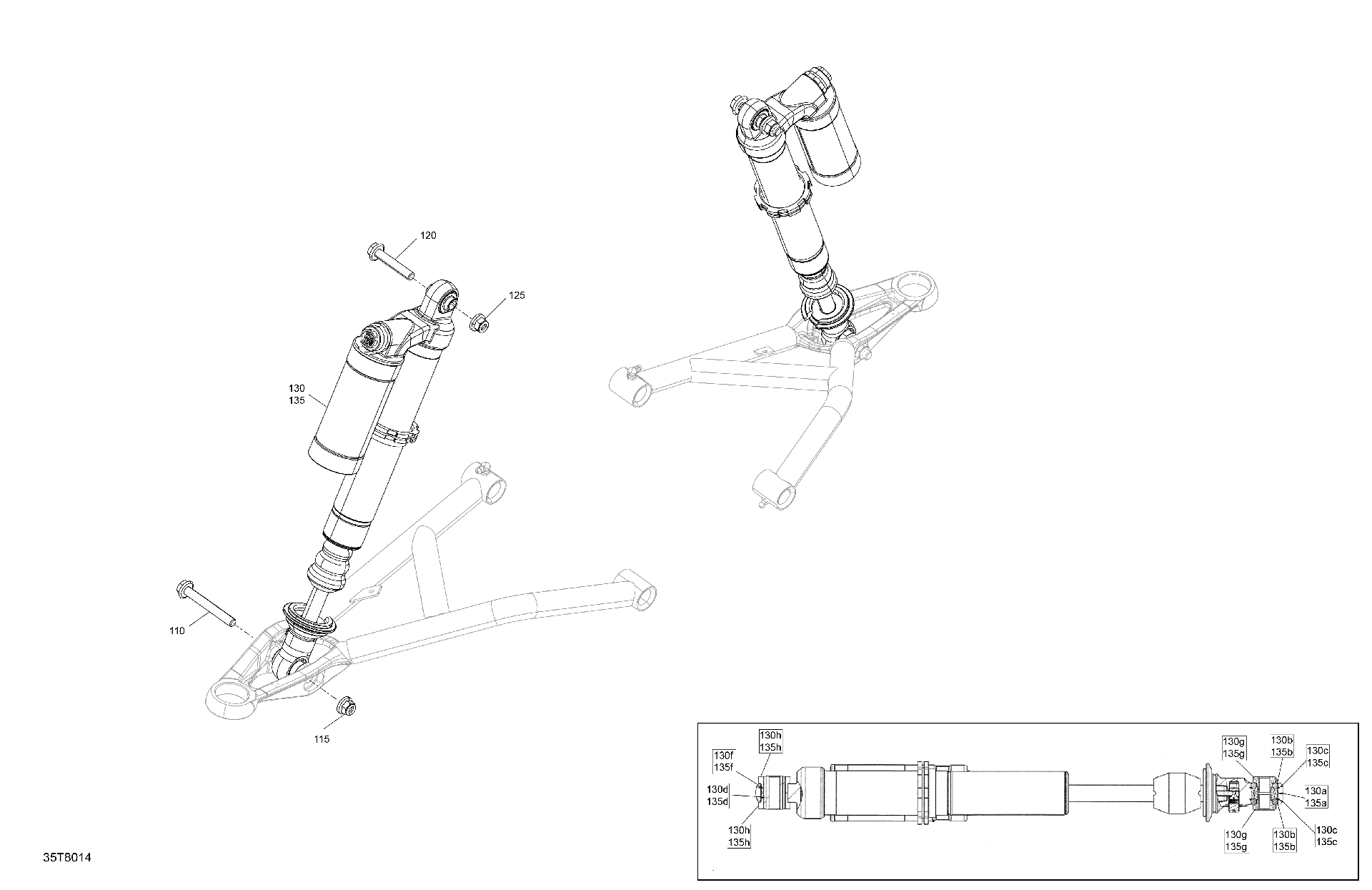 An Image of a Genuine Can-Am Parts Schematic Diagram showing the schematic - SUSPENSION - FRONT SHOCKS