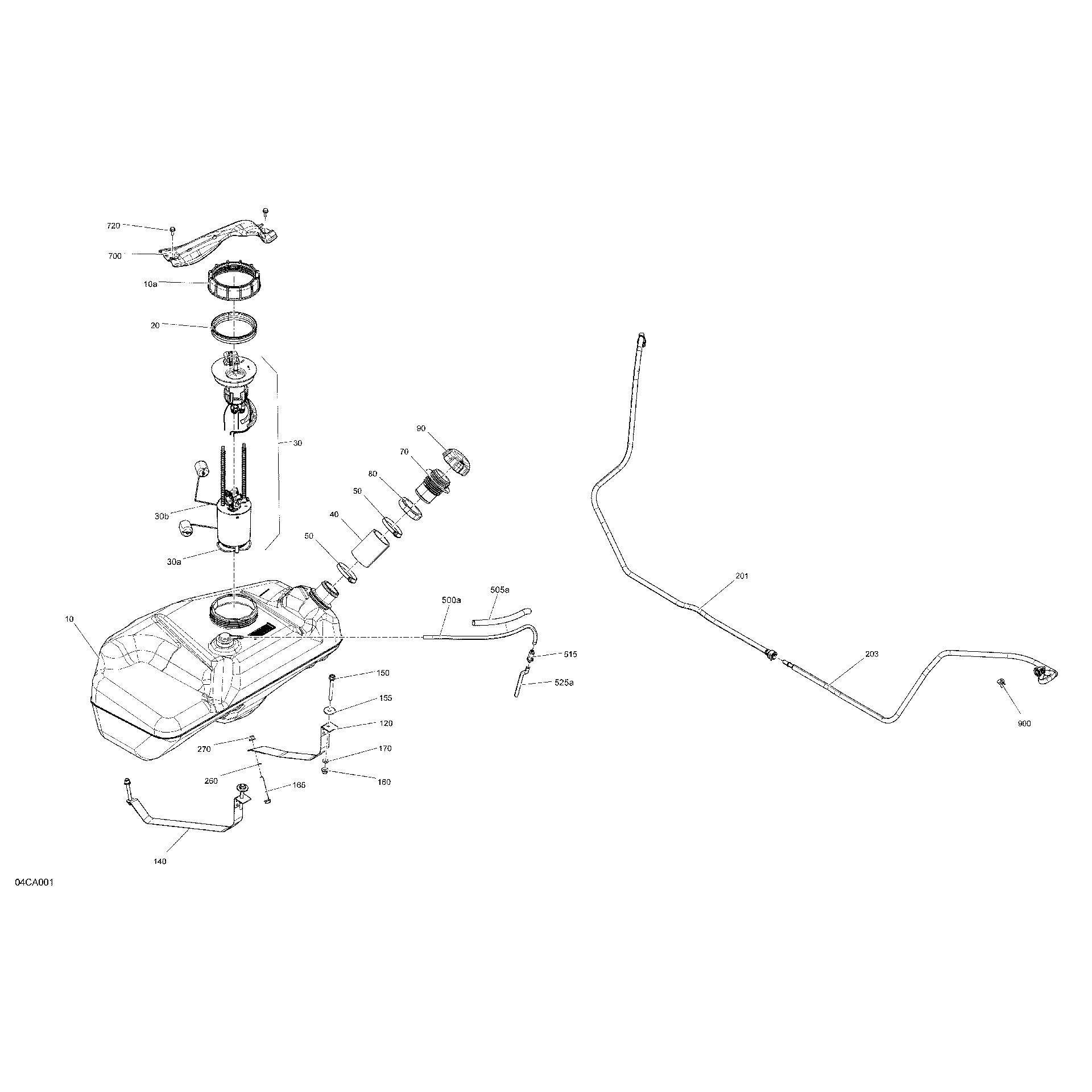 An Image of a Genuine Can-Am Parts Schematic Diagram showing the schematic - ENGINE - FUEL - NO EVAP SYSTEM