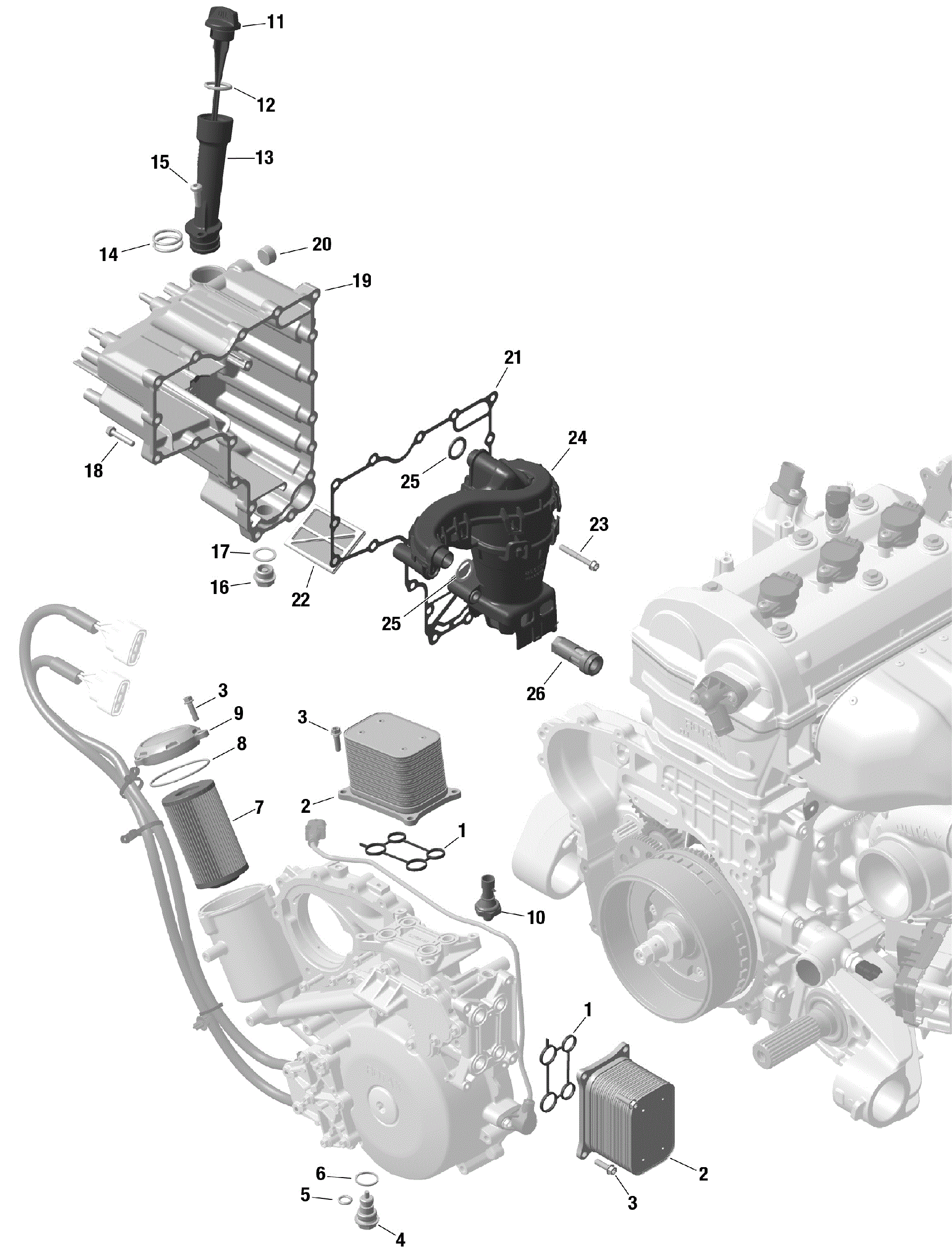 An Image of a Genuine Can-Am Parts Schematic Diagram showing the schematic - ROTAX - ENGINE LUBRICATION