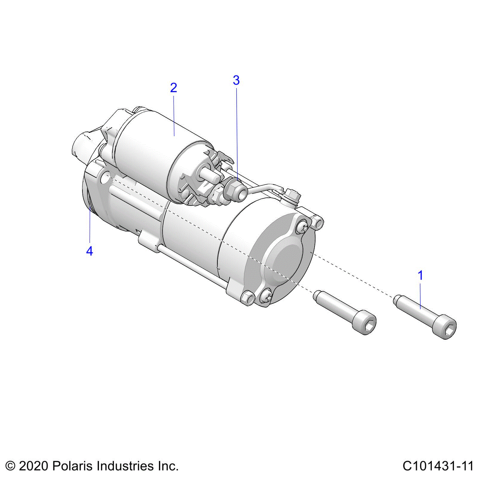 An Image of a Genuine Polaris Parts Schematic Diagram showing the schematic - ENGINE: STARTING SYSTEM - 2021 POLARIS SPORTSMAN 850 48"