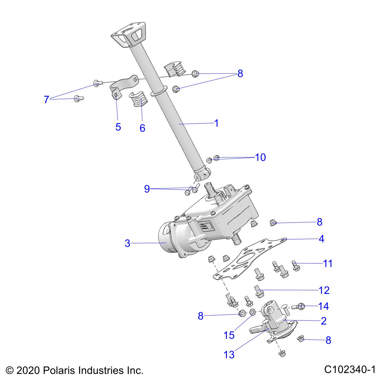 An Image of a Genuine Polaris Parts Schematic Diagram showing the schematic - STEERING: STEERING POST ASM. - 2021 POLARIS SPORTSMAN XP 1000 S 55"
