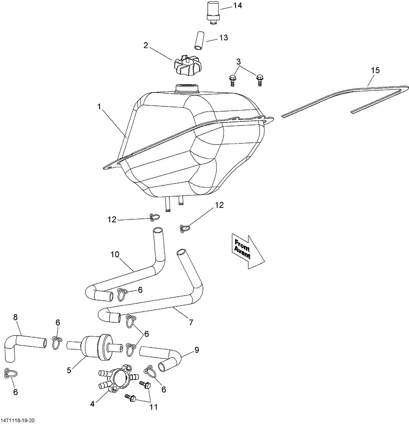 An Image of a Genuine Can-Am Parts Schematic Diagram showing the schematic - FUEL TANK