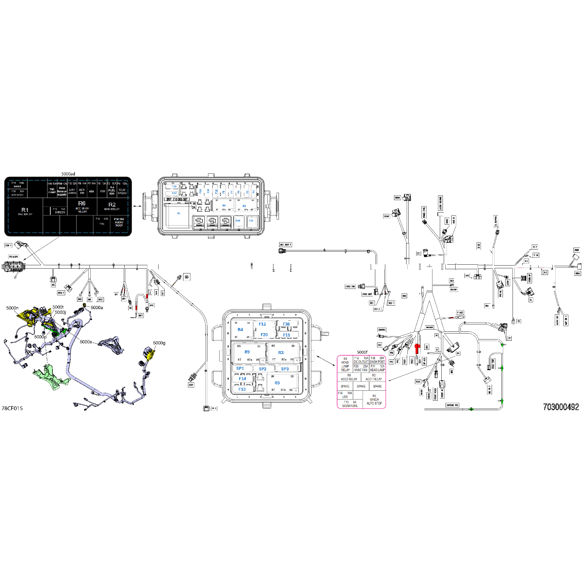 An Image of a Genuine Can-Am Parts Schematic Diagram showing the schematic - ELECTRIC - MAIN HARNESS - 710010580