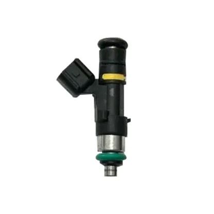 Black and silver Polaris fuel injector with green rubber gasket and electrical connector.