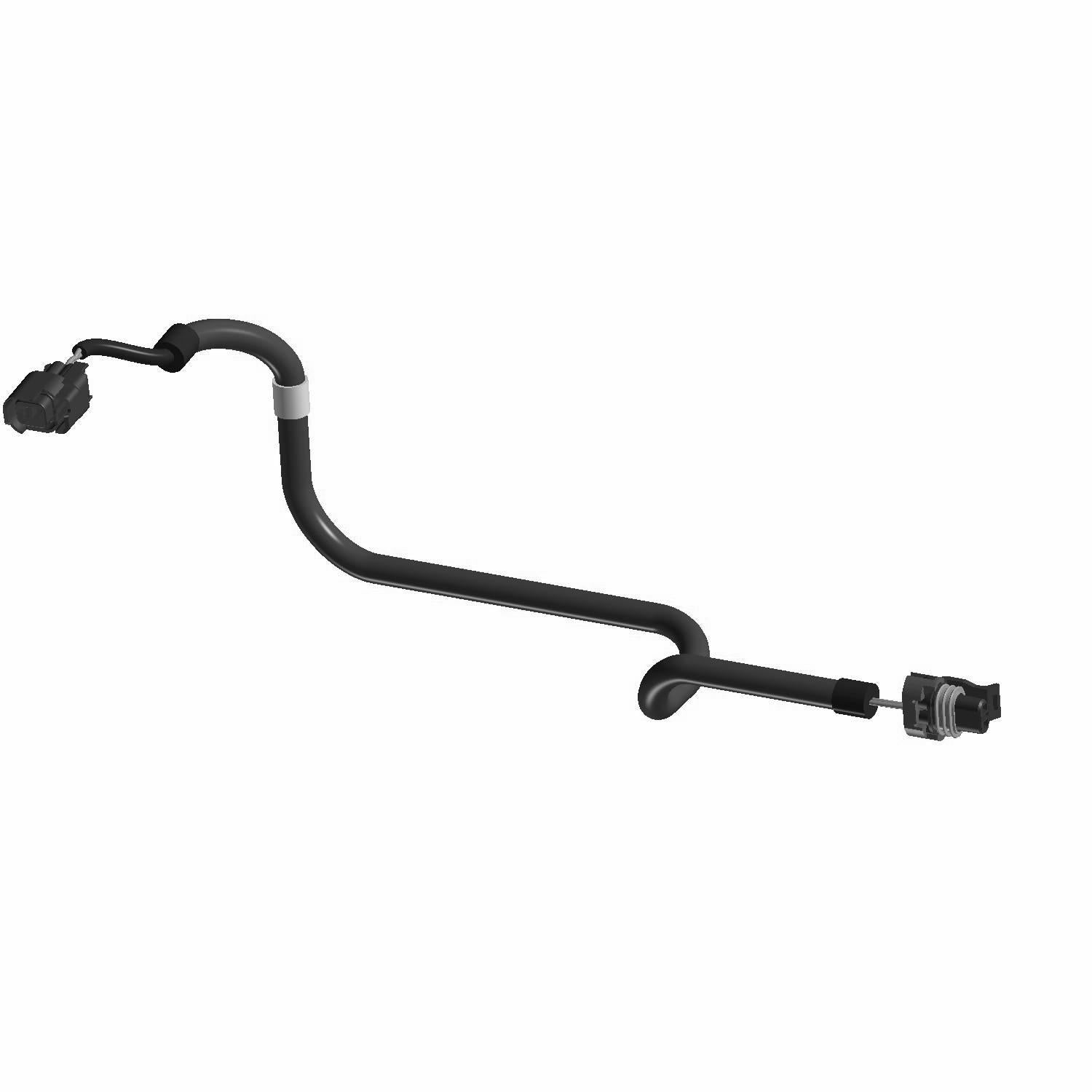 Black curved fuel injector hose with connectors on both ends for Polaris UTVs.