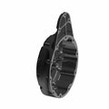 Matte black metal clutch cover with contoured ridges and multiple mounting holes designed for Indian Scout motorcycles.