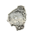 Gray metal engine mag cover with multiple circular openings and mounting holes, designed for Polaris off-road vehicles.