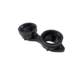 Black molded plastic throttle body adaptor with dual circular openings and mounting holes.