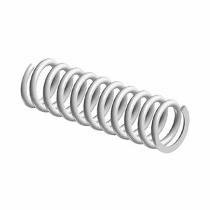 Silver metal coil spring oil pump component with tightly wound coils.