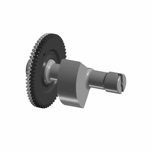 Metal balance shaft with attached gear teeth and smooth cylindrical shaft end for Indian Scout motorcycles.