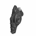 Black metal alternator cover with circular central opening and integrated mounting points.