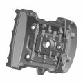 Chrome-finished rear valve cover with mounting holes and recessed areas for 2020-2024 Indian Scout models.
