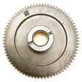 Metal gear starter crank with evenly spaced teeth and central circular bearing hole.