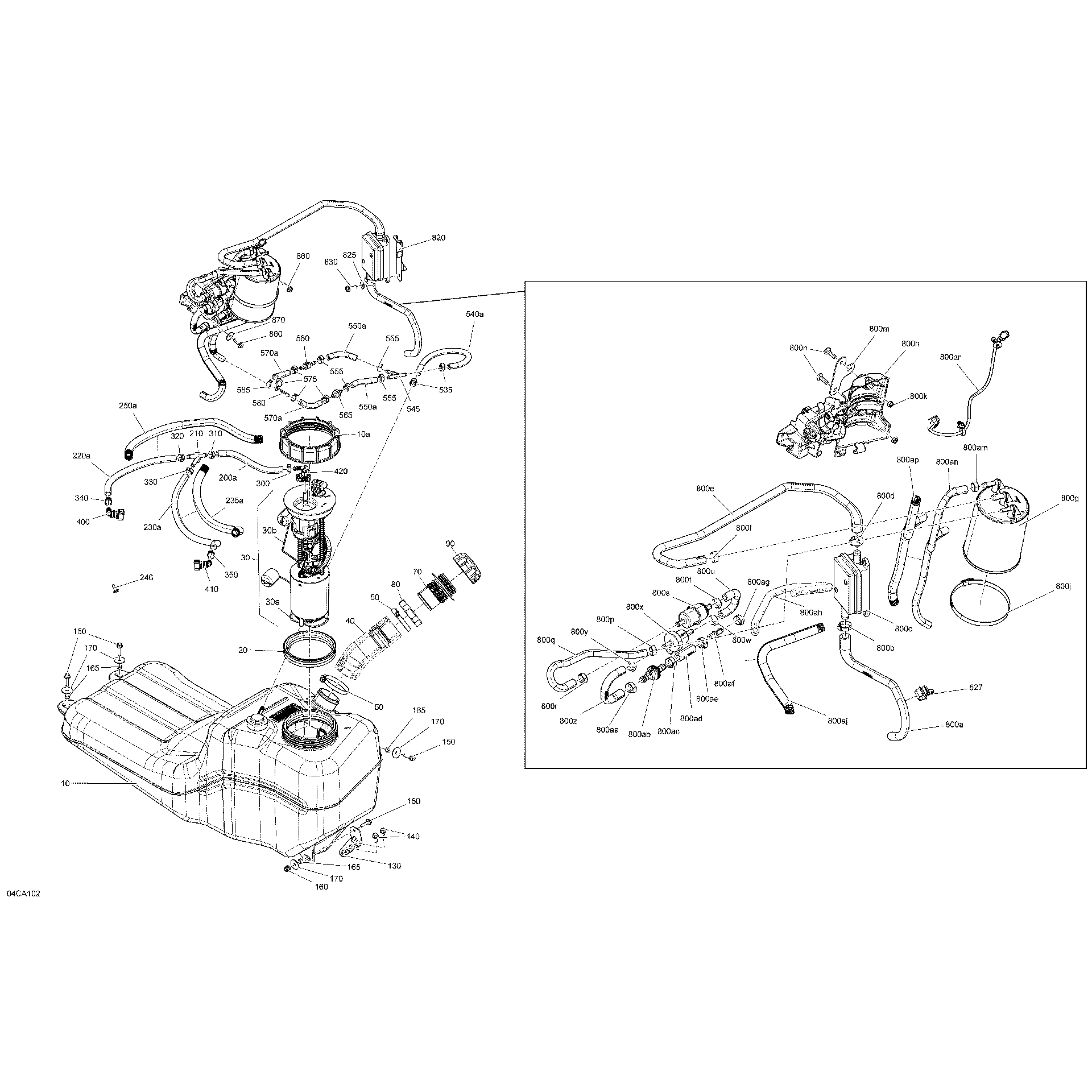 An Image of a Genuine Can-Am Parts Schematic Diagram showing the schematic - ENGINE - FUEL - EVAP