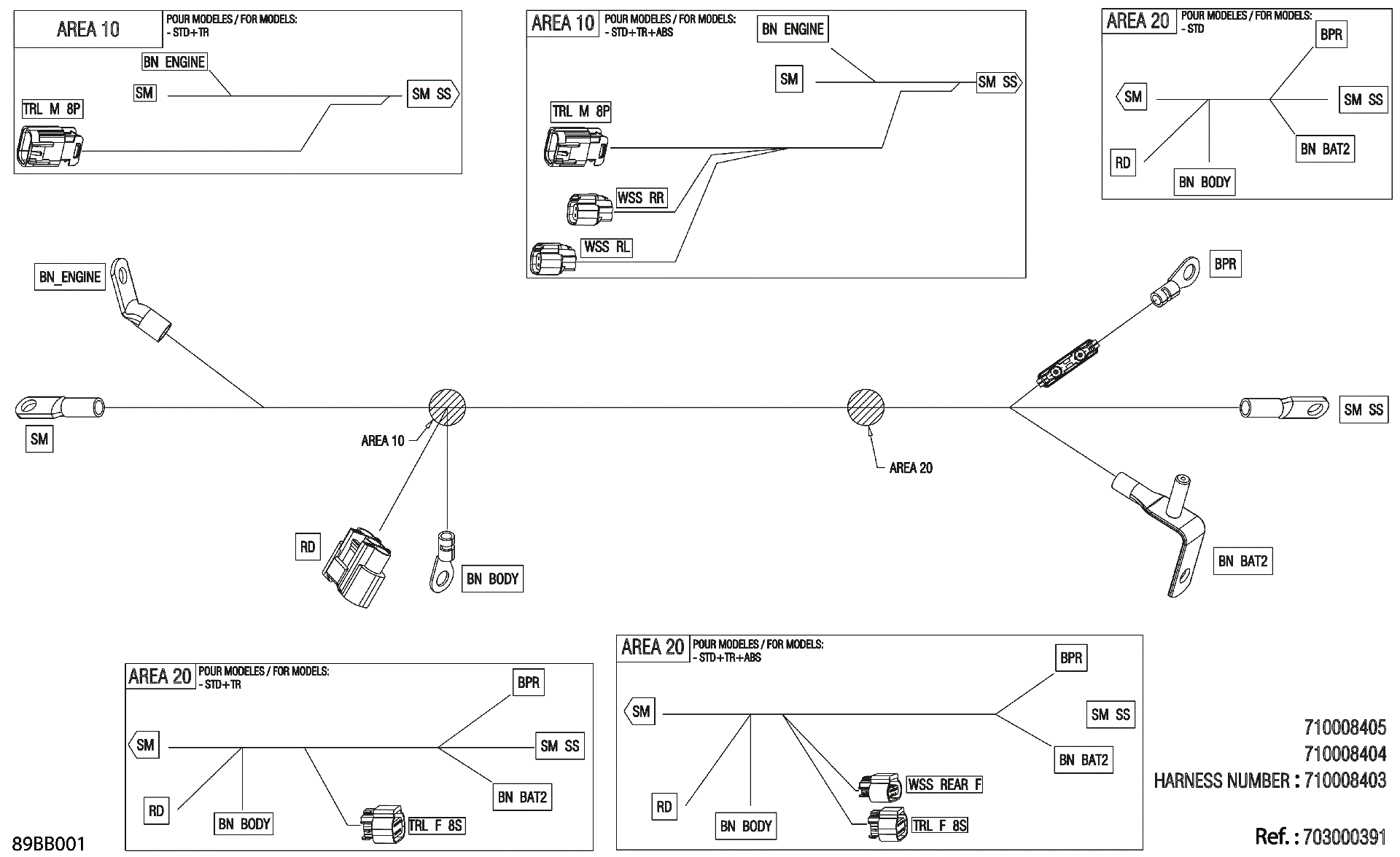 An Image of a Genuine Can-Am Parts Schematic Diagram showing the schematic - ELECTRIC - WIRING VOLTAGE REGULATOR - 710008403