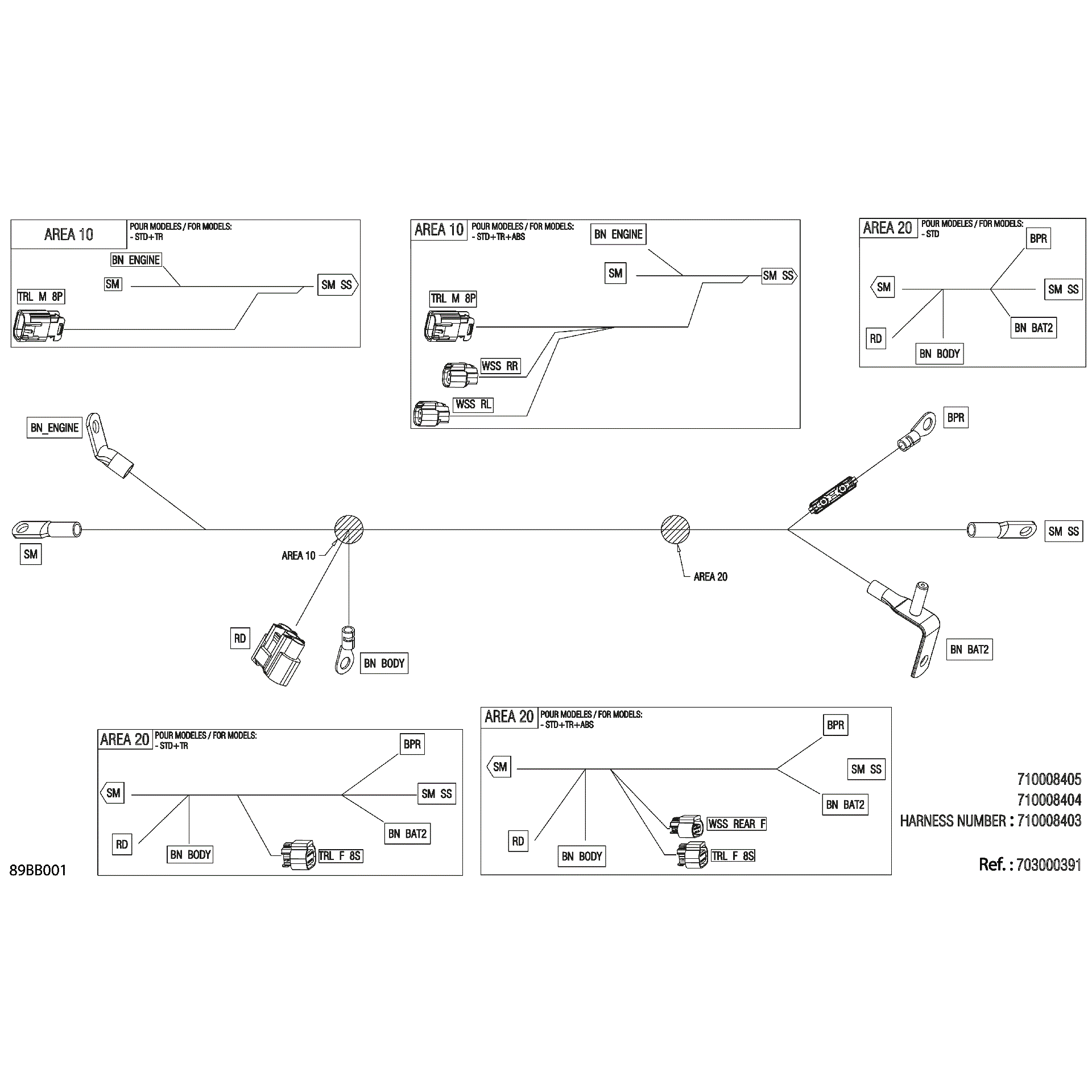 An Image of a Genuine Can-Am Parts Schematic Diagram showing the schematic - ELECTRIC - WIRING VOLTAGE REGULATOR - 710008403