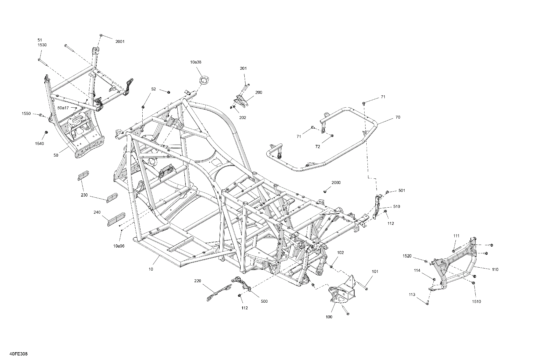 An Image of a Genuine Can-Am Parts Schematic Diagram showing the schematic - FRAME - SYSTEM