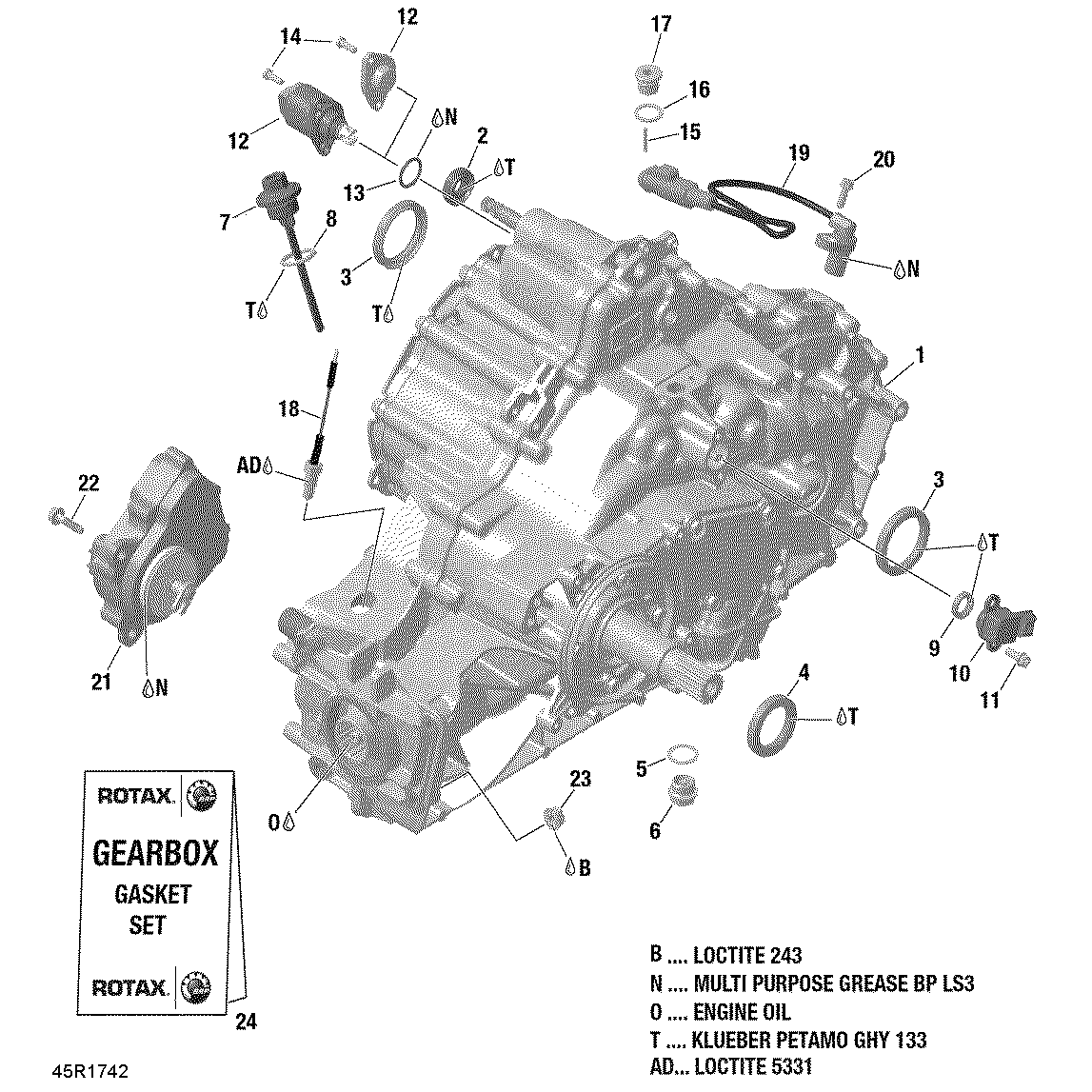 An Image of a Genuine Can-Am Parts Schematic Diagram showing the schematic - GEAR BOX ASSEMBLY - ALL MODELS