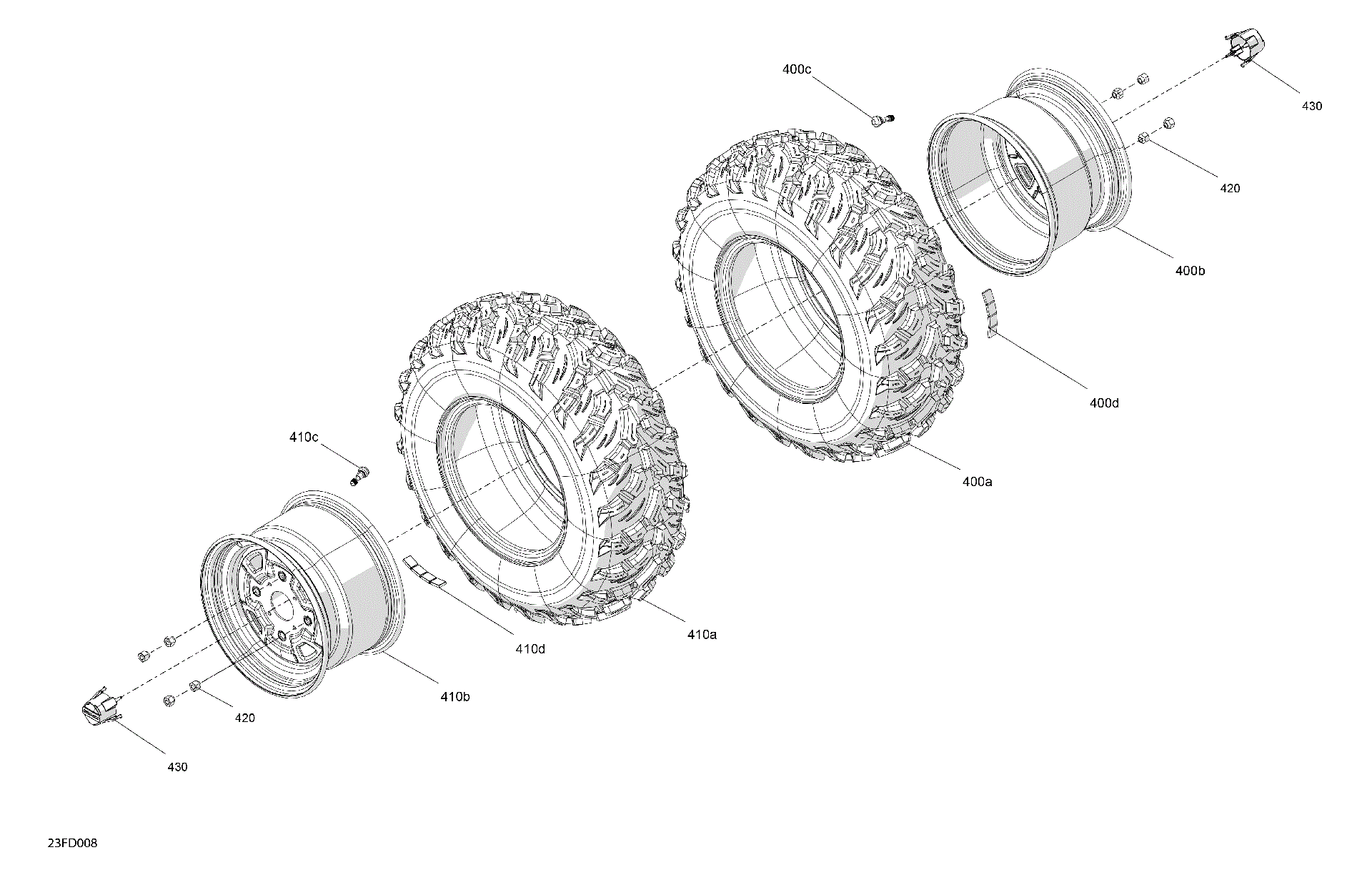 An Image of a Genuine Can-Am Parts Schematic Diagram showing the schematic - DRIVE - REAR WHEELS