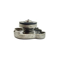 Silver metal Polaris pressure cap with spring and rubber gasket seal.