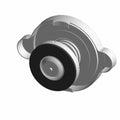 Gray and black circular Polaris pressure cap with two side tabs for secure fitting.