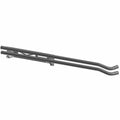 Black molded rubber coolant tube with two curved ends and mounting brackets for Polaris vehicles.