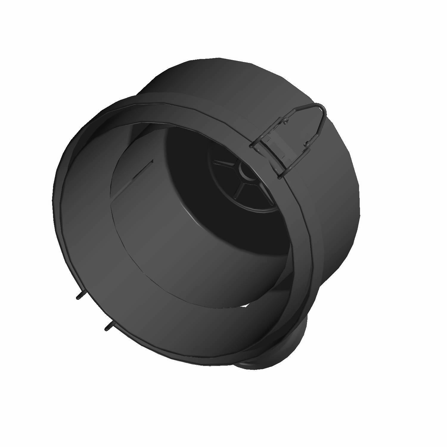 Black cylindrical plastic airbox lid with integrated clips and vent openings designed for Polaris Ranger diesel models.