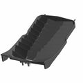 Black plastic radiator shroud with angular segmented design and mounting points for motorcycle use.
