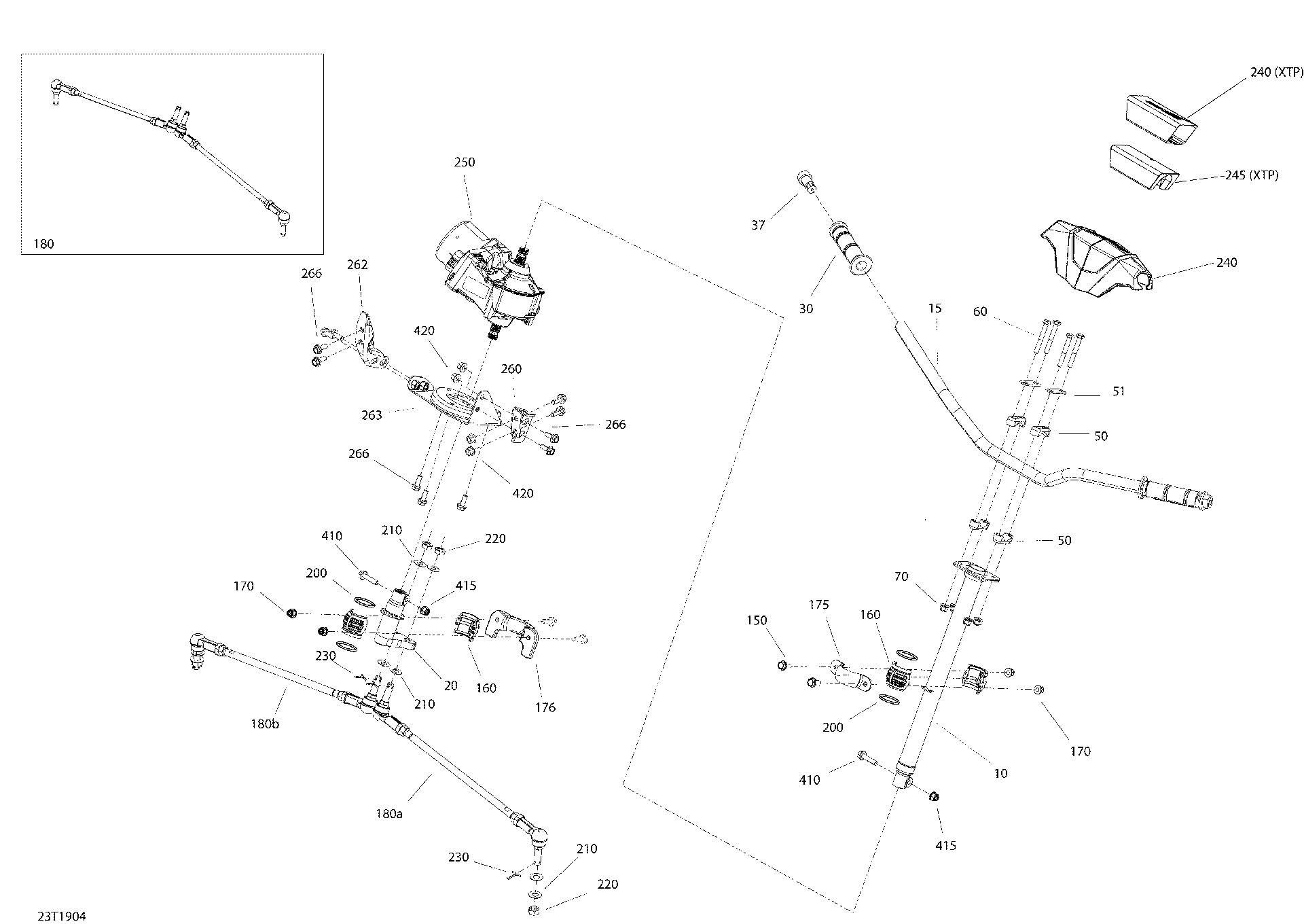 An Image of a Genuine Can-Am Parts Schematic Diagram showing the schematic - STEERING 6X6 - 1000 EFI - 