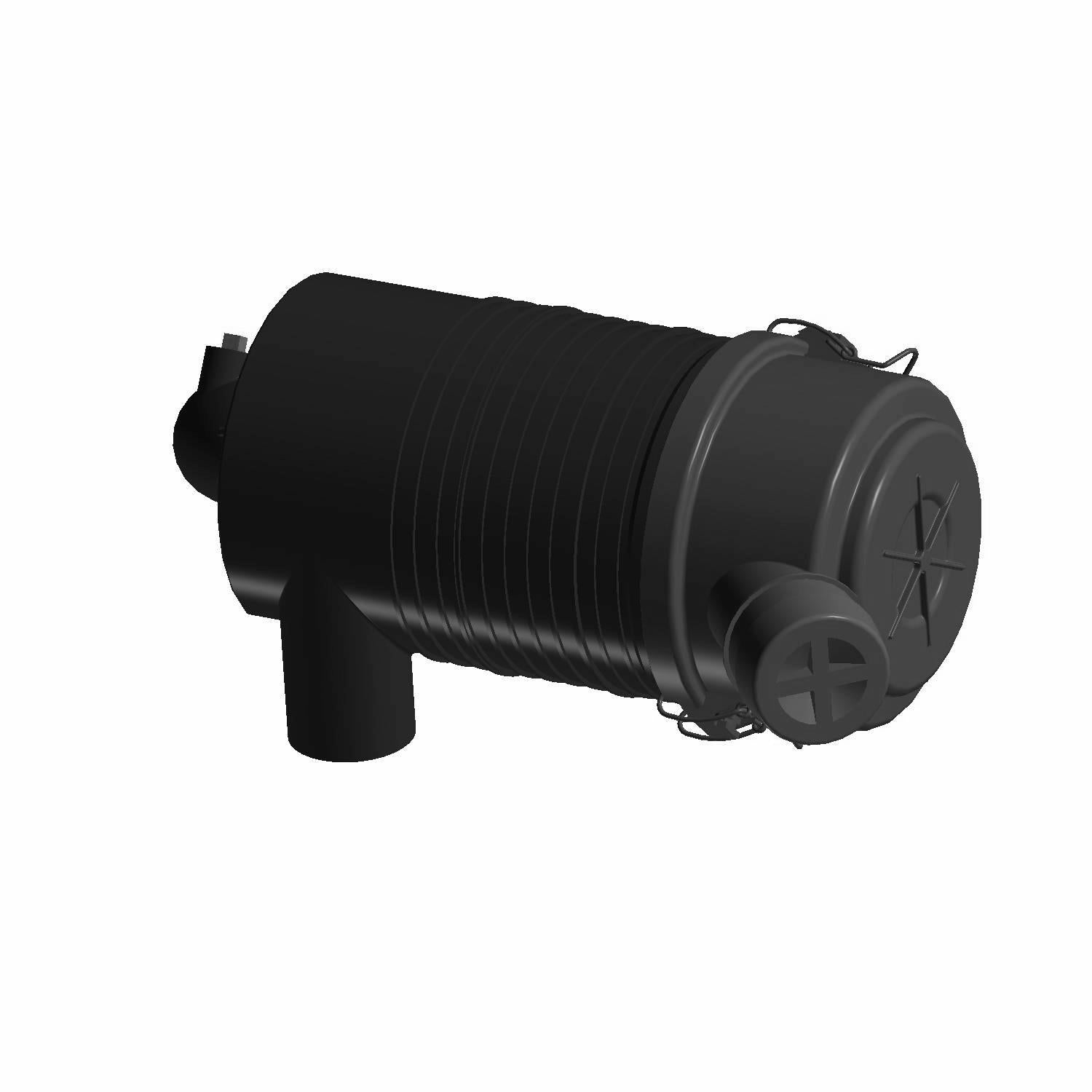 Black cylindrical air intake sealed unit with ribbed body and circular end caps, designed for Polaris UTVs.