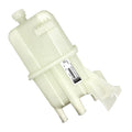 Off-white translucent plastic surge tank with molded mounts and a small cap on top.
