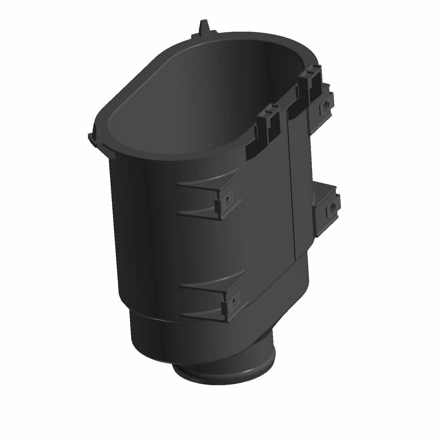 Black plastic airbox housing with oval top and cylindrical bottom for Polaris UTVs.