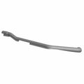 Matte gray metal exhaust shield with elongated, slightly curved design and smooth surface.