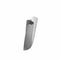Silver metal exhaust shield with a curved, contoured shape and a cutout near the top edge.