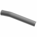 Matte gray metal exhaust shield with slight curve and tapered ends for motorcycle rear cylinder lower protection.