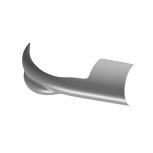 Matte gray metal exhaust transition shield with curved left-edge design for motorcycle fitment.