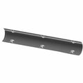 Matte black curved metal exhaust shield with mounting brackets for left side of motorcycle.