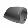 Matte black metal slash-style exhaust tip with a tapered cylindrical shape and three mounting screw holes.