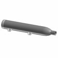Chrome-finished upper muffler with smooth cylindrical body and dual mounting brackets for Indian Scout motorcycles.