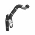 3D-rendered image of the Polaris Exhaust Headpipe, Rear, Chrome—a curved automotive hose assembly with multiple clamps, a metal mounting bracket, connected tube sections, and an angled nozzle at the top.